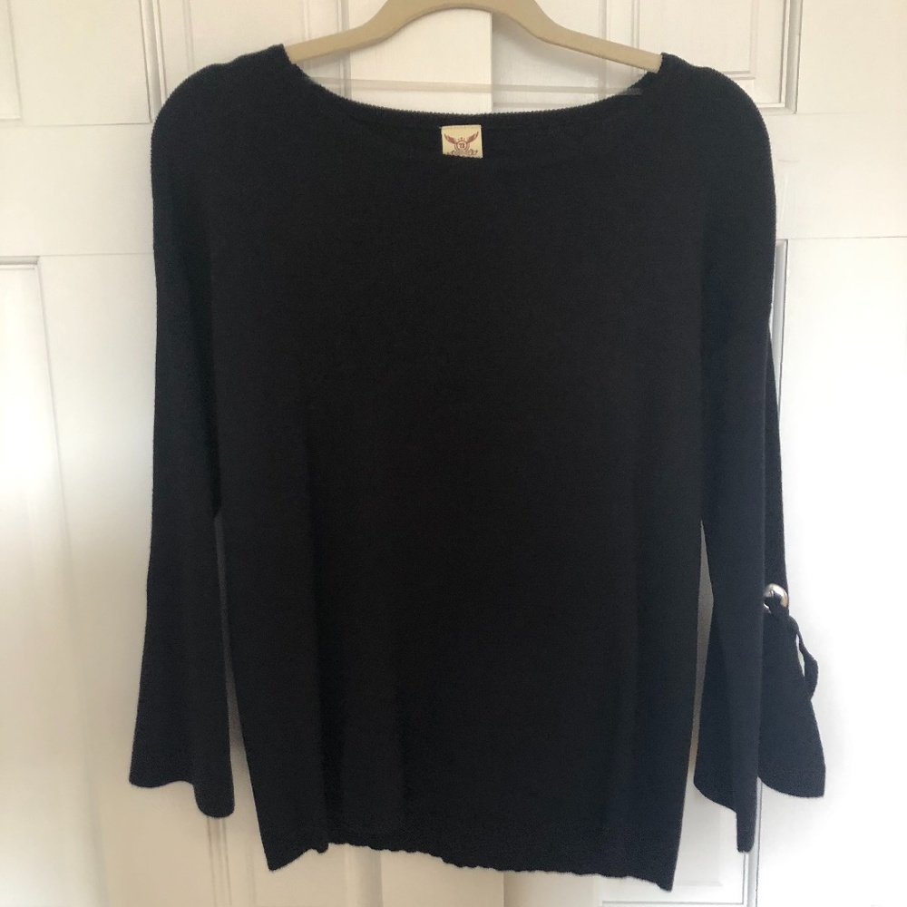 Black Top with Detailed Sleeve